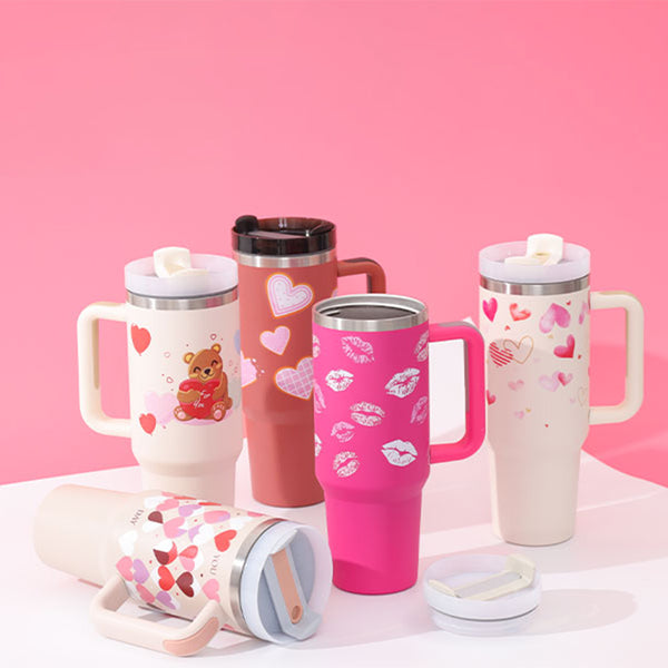 40 oz Spill-Proof Insulated Travel Tumbler with Handle & Straw