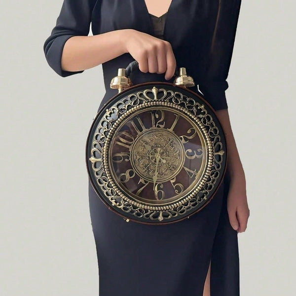A handbag that tells the time. And looks good doing it